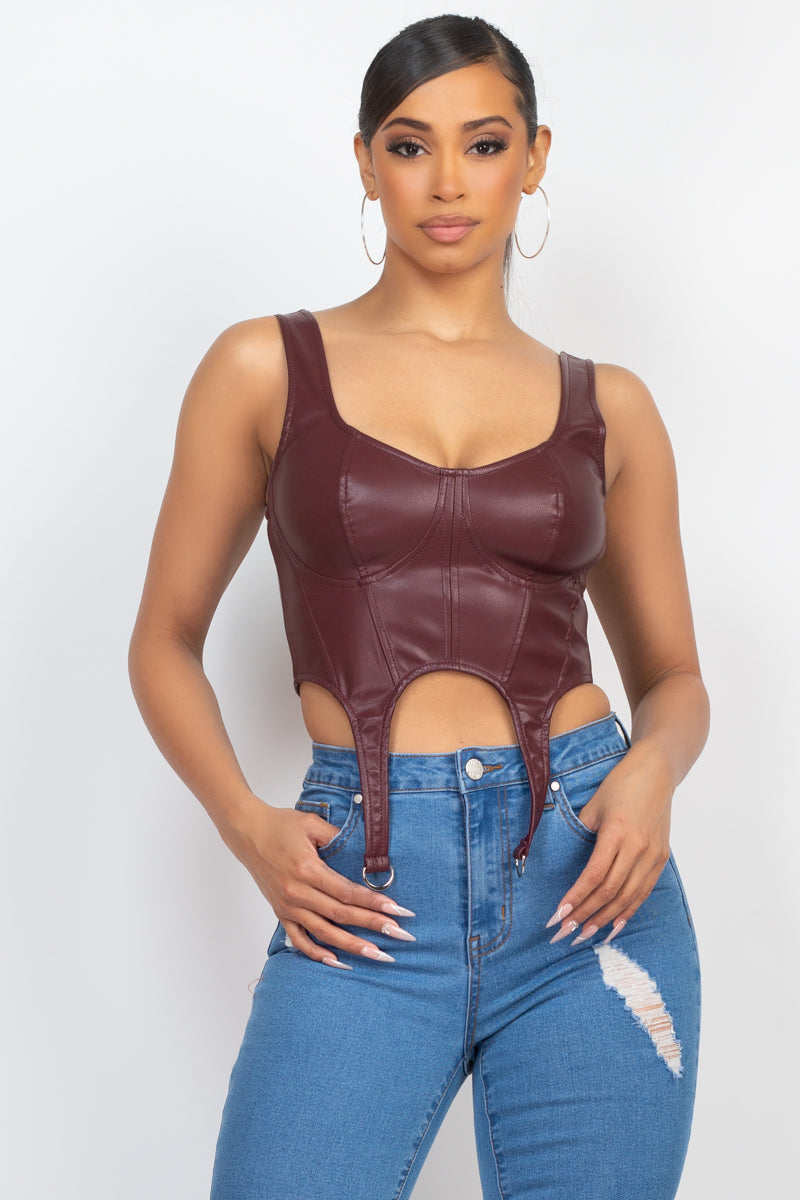 D-ring Sweetheart Bustier Leather Top