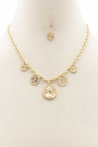 Coin Charm Oval Link Necklace