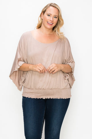 Solid Top Featuring Flattering Wide Sleeves