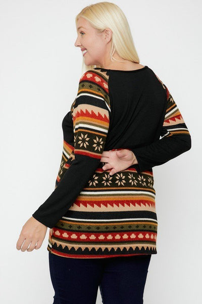 Geometric Print-contrast Tunic